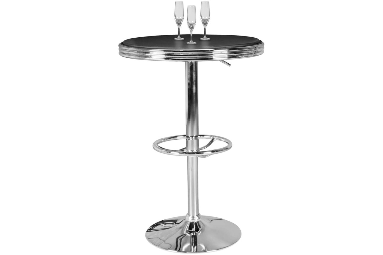 tinkaro American Diner Bartisch rund SOLANA Aluminium/Kunstlederbezug Partytisch Silber