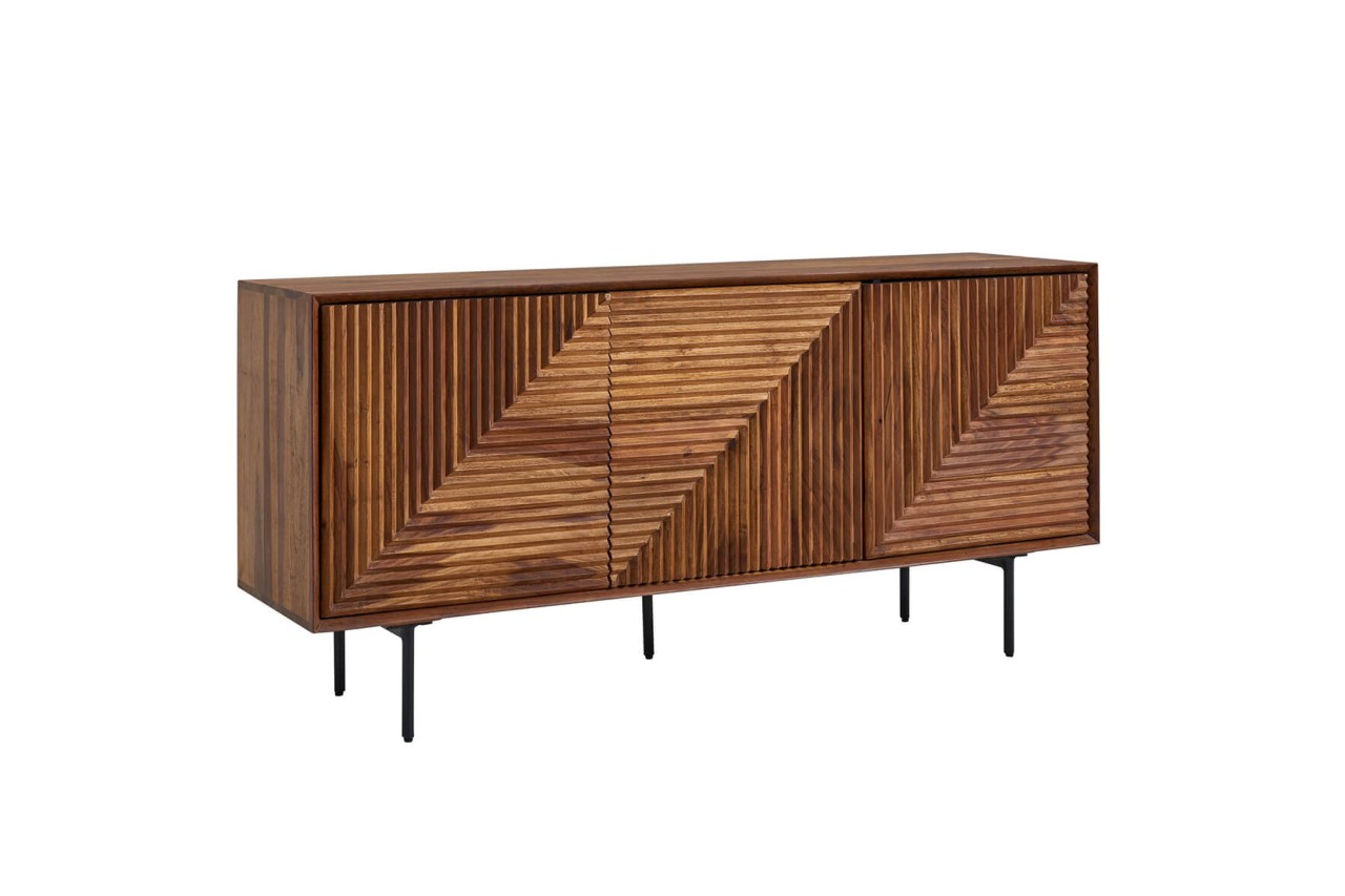 tinkaro Anrichte SURA Sheesham Massivholz/Metall Sideboard Braun