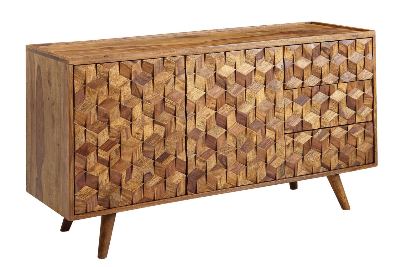 tinkaro Sideboard AVAN Sheesham Anrichte Braun