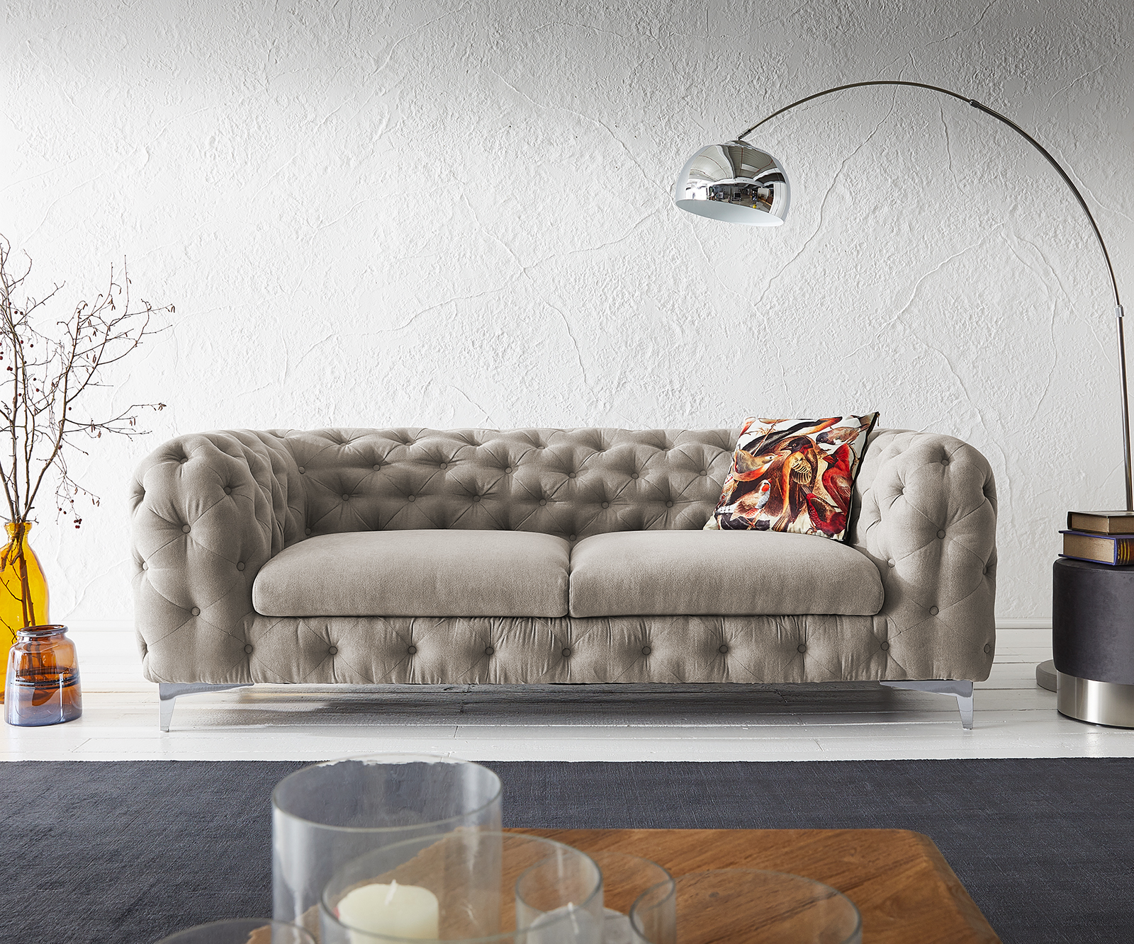 DELIFE Couch Corleone 225×97 cm Beige 3-Sitzer Sofa, 3 Sitzer