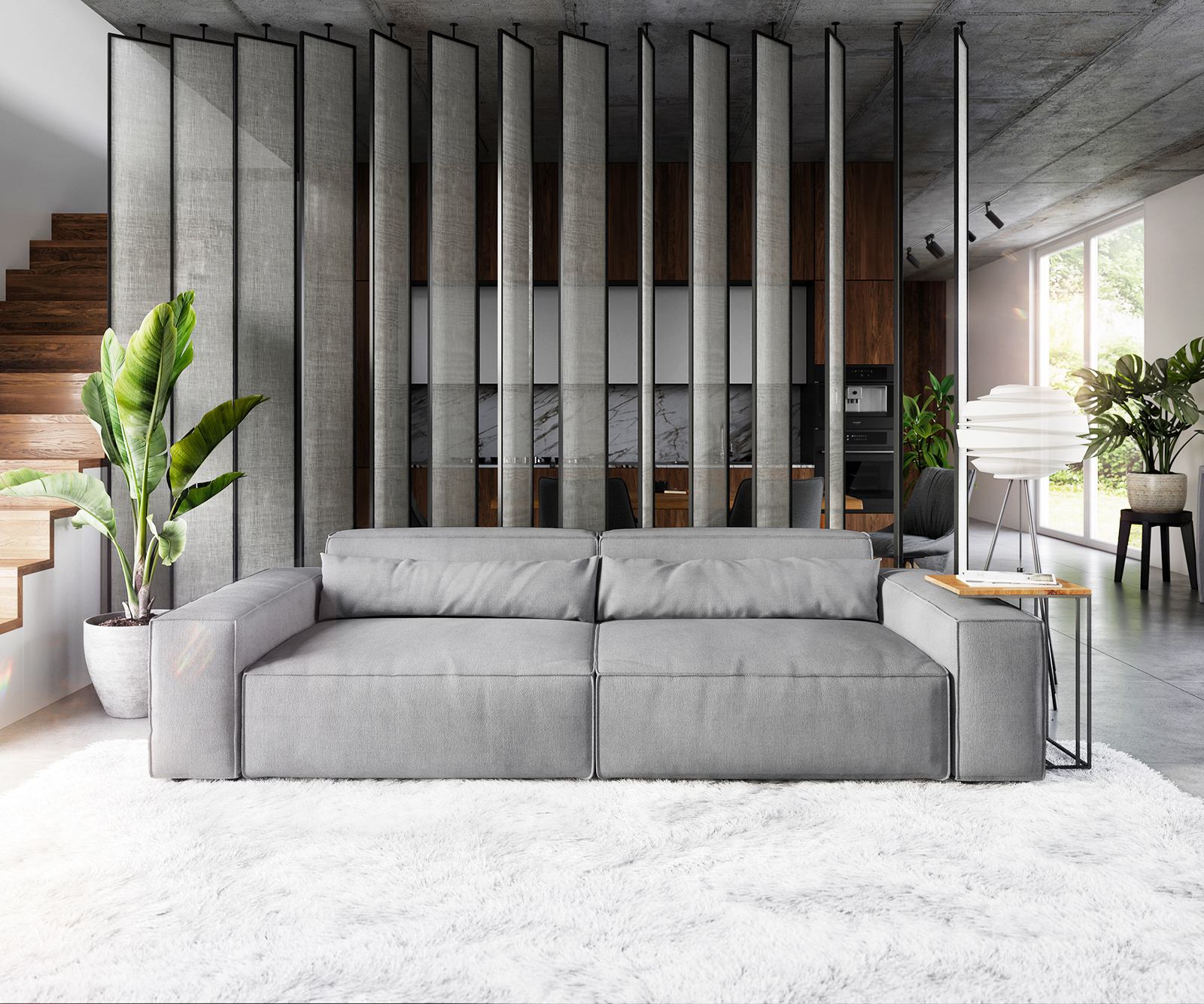 DELIFE Big-Sofa Sirpio XL 270×130 cm Mikrofaser Grau, Big Sofas
