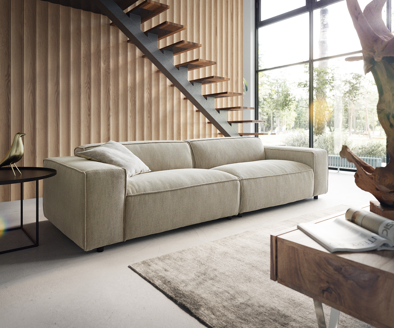 DELIFE Big-Sofa Tenso 285×105 cm Chenille Beige, Big Sofas
