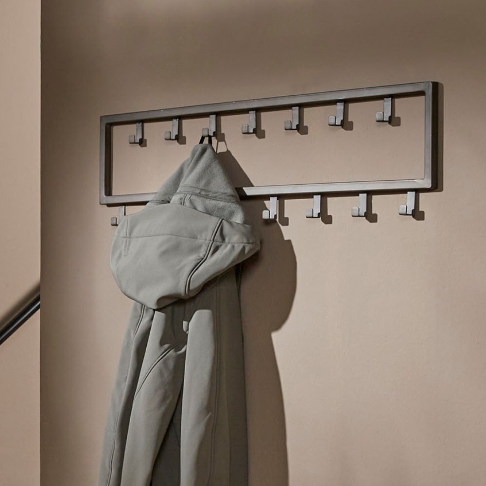 RINGO-Living Stahl Garderobe Raj mit 15 Haken in Silber-matt