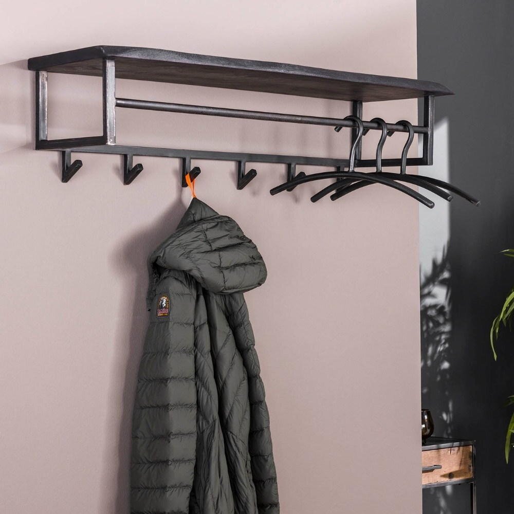 RINGO-Living Massivholz Garderobe Noa in Schwarz und Schwarz-matt