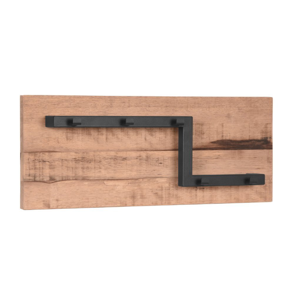 RINGO-Living Garderobe Keana in Braun und Schwarz-matt aus Mangoholz 5 Haken 250x650x130mm