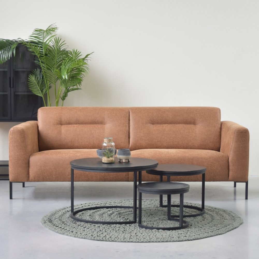 RINGO-Living Couchtisch Samoa in Schwarz aus Mangoholz 3er-Set 440x700mm