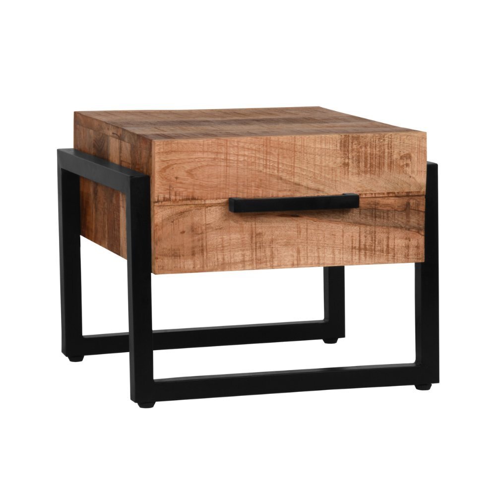 RINGO-Living Couchtisch Keia in Natur-dunkel aus Mangoholz 2 Schubladen 410x500x500mm