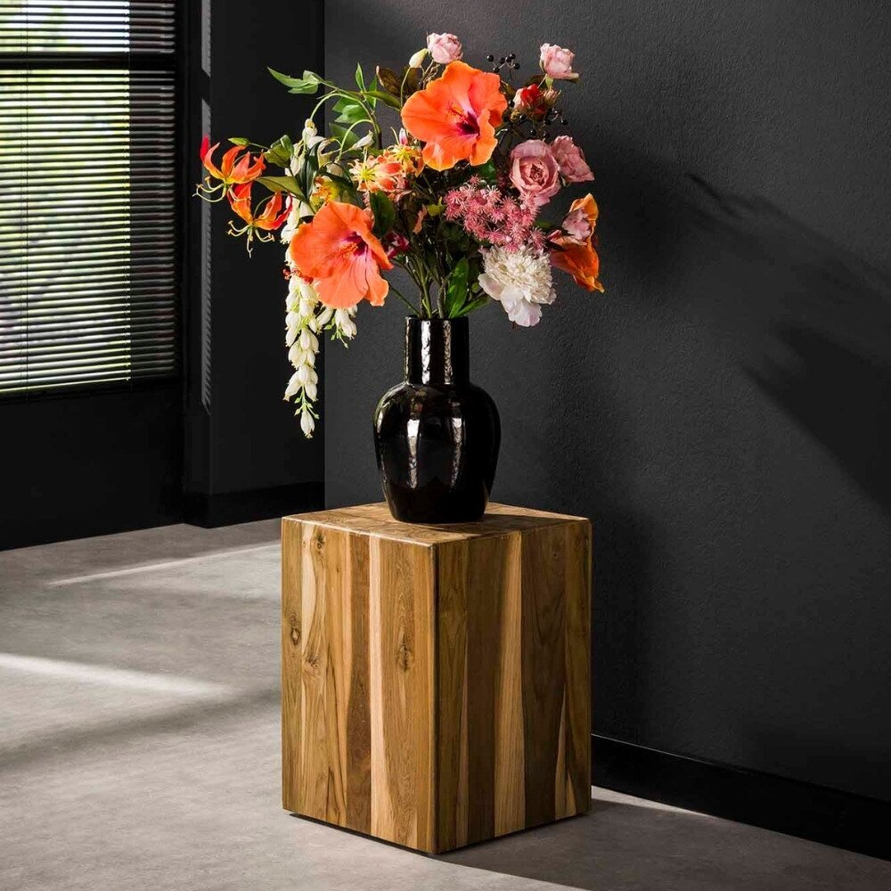 RINGO-Living Blumenständer Zola in Natur-dunkel aus Teakholz 450x350x350mm