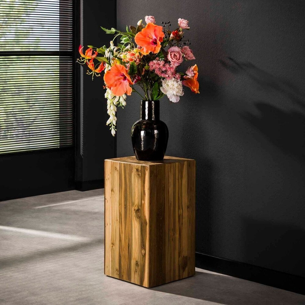 RINGO-Living Blumenständer Zola in Natur-dunkel aus Teakholz 650x350x350mm