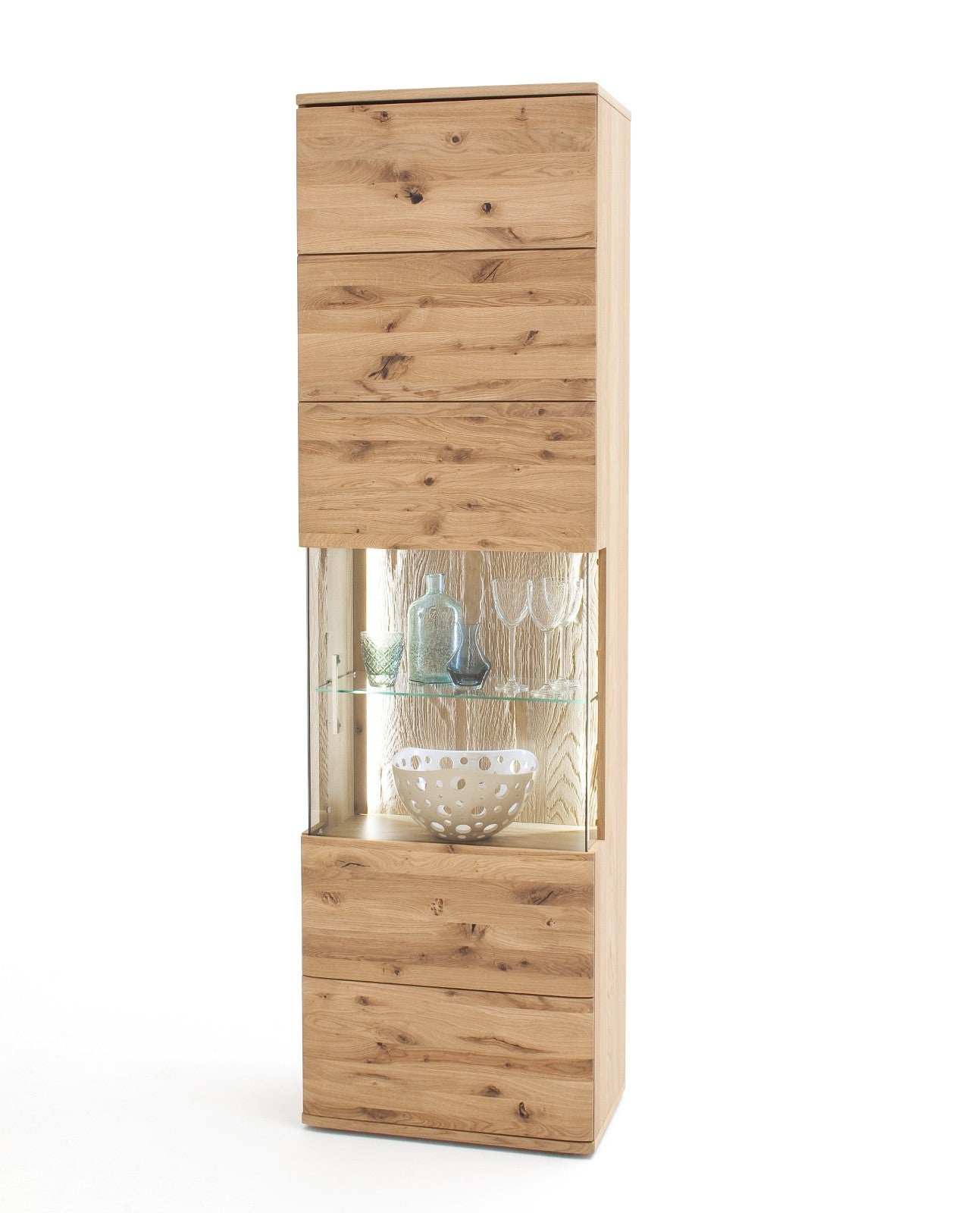 Vitrine Eiche bianco teilmassiv 60 cm rechts Santa Fe