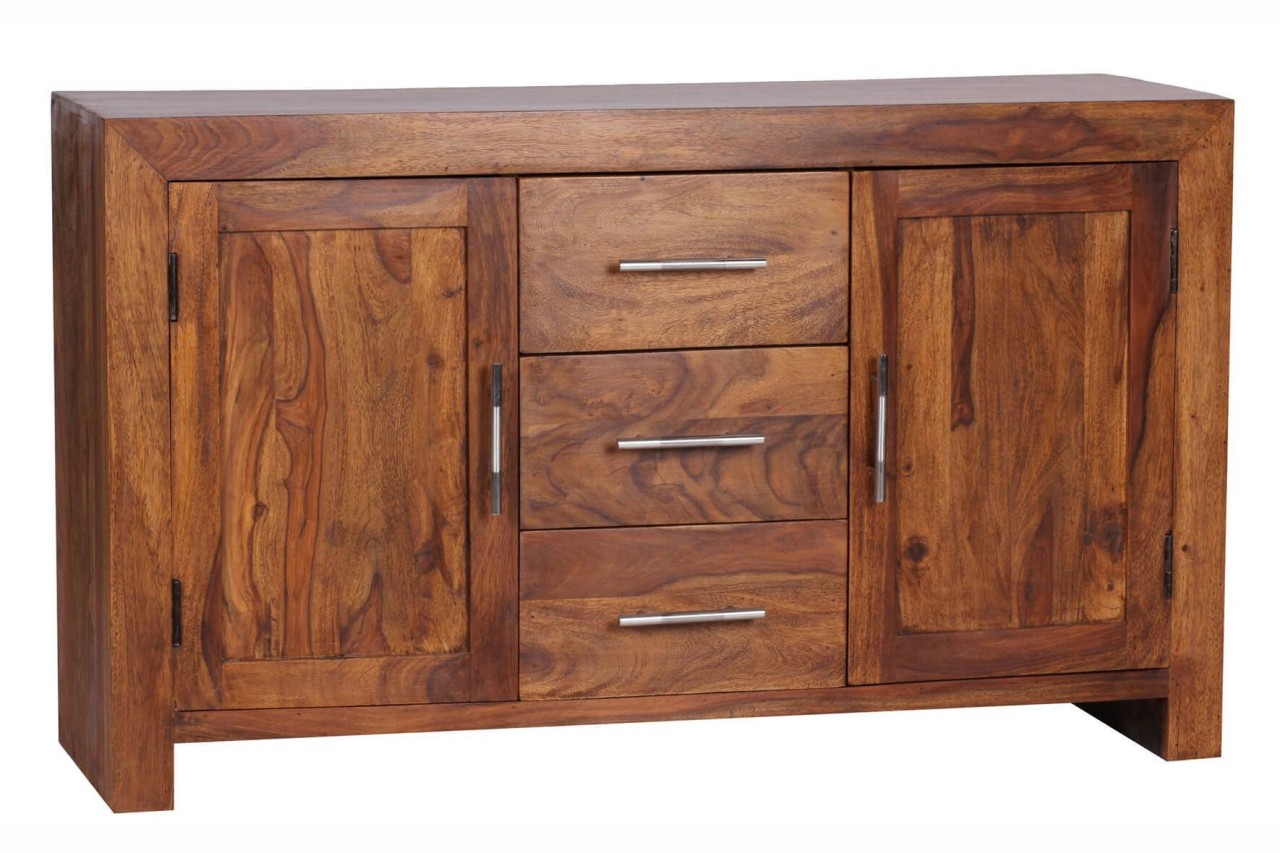 tinkaro Sideboard eckig FIRMINO Massivholz Sheesham Anrichte Braun