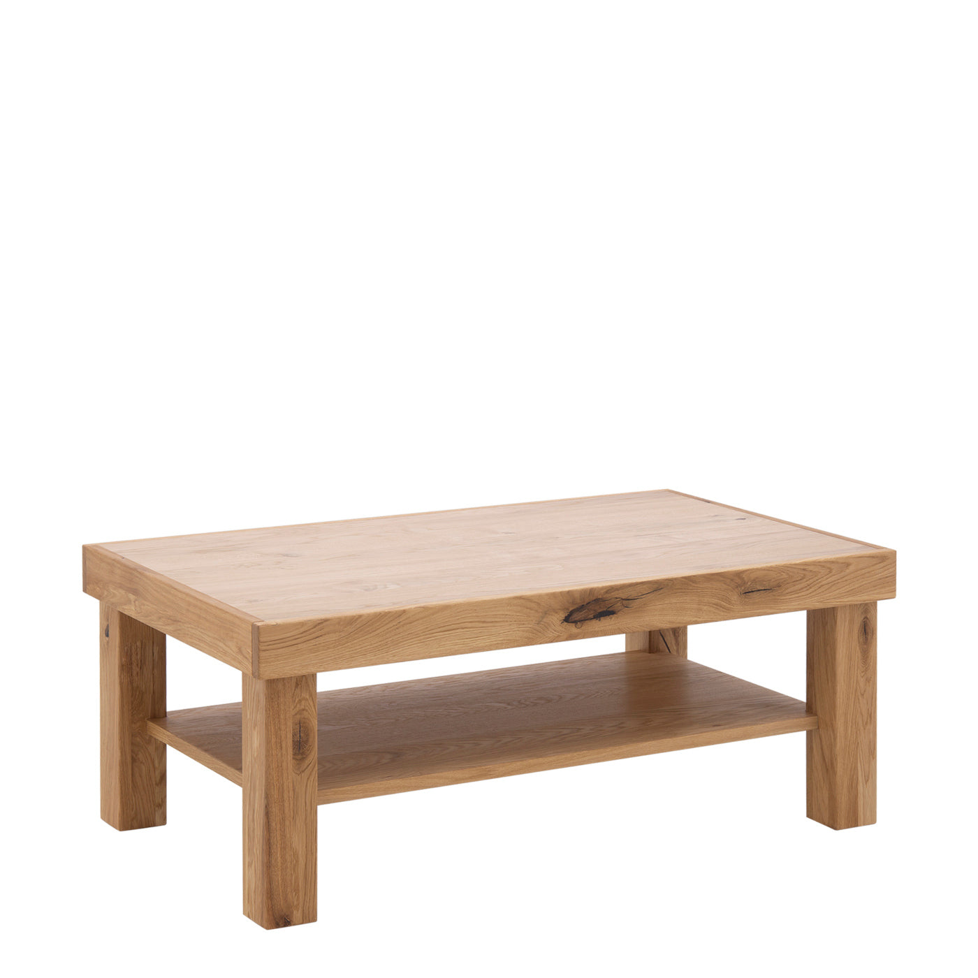 Couchtisch mit Ablage 110×65 cm Eiche teilmassiv Andria