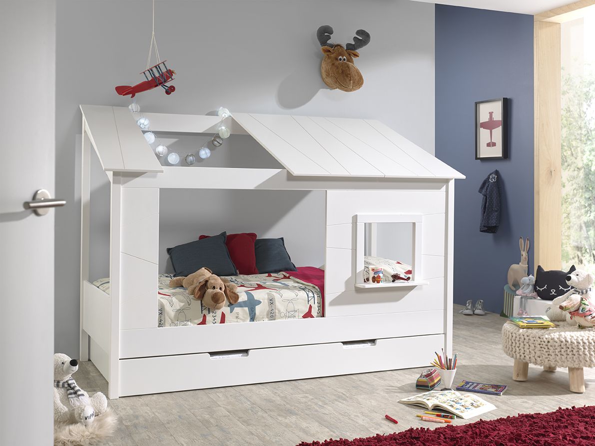 Vipack: Baumhaus + Bettschublade – Spielbett Hausbett Kinderbett Jugendbett Weiß