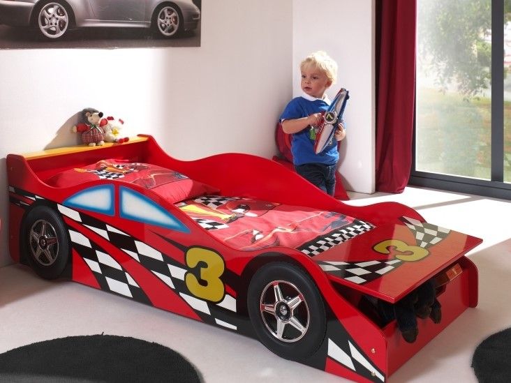 Vipack: Autobett „RACE CAR“ 70 x 140 mit Lattenrost – Kinderbett Juniorbett