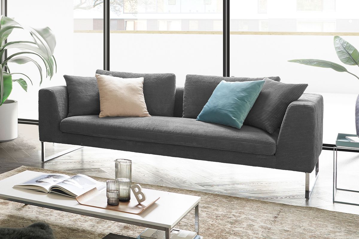 KAWOLA Sofa ARIAN Cord grau