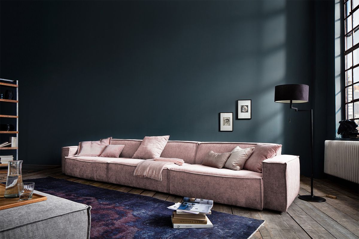 KAWOLA Sofa SAMU Riesensofa Stoff rosa