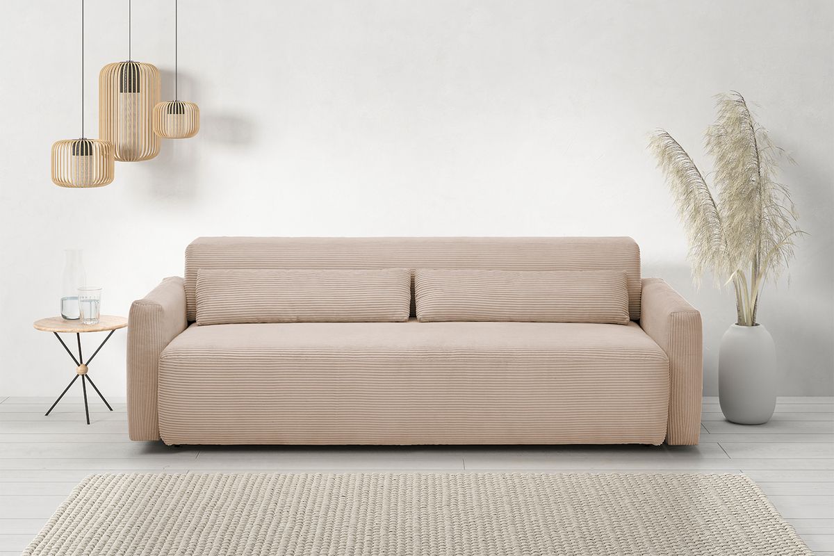 KAWOLA Sofa NEO Schlafsofa Bettsofa Cord taupe