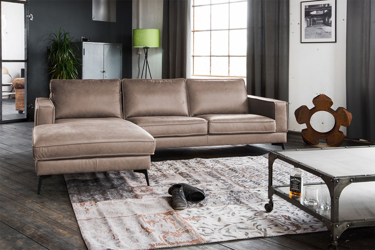 KAWOLA Sofa BLOOM Ecksofa Leder taupe