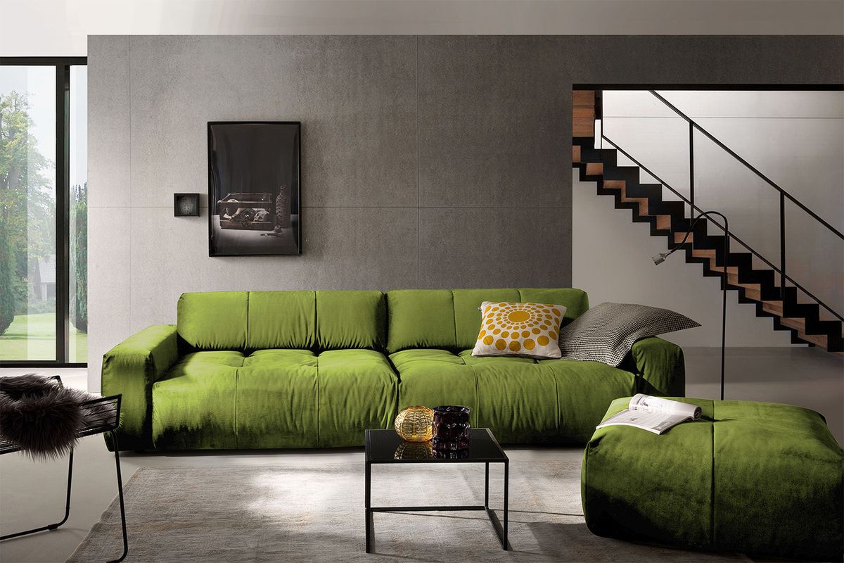 KAWOLA Big Sofa PALACE 3-Sitzer mit Sitztiefenverstellung Velvet green