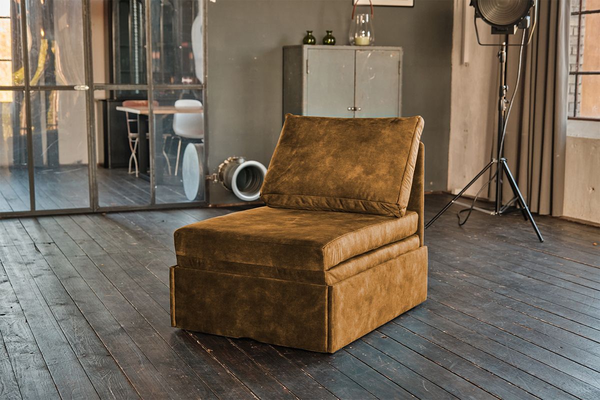 KAWOLA Schlafsessel DELLA Schlafsofa Sofa Velvet cognac