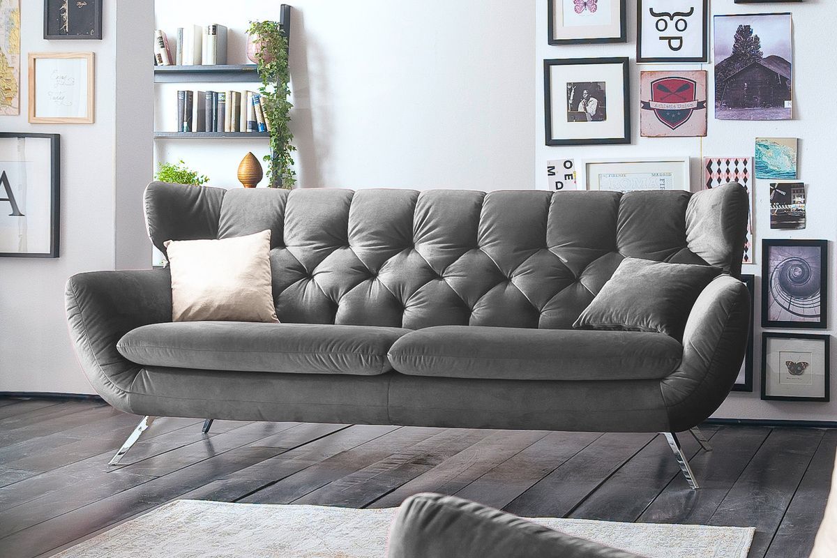 KAWOLA Sofa CHARME Velvet stone