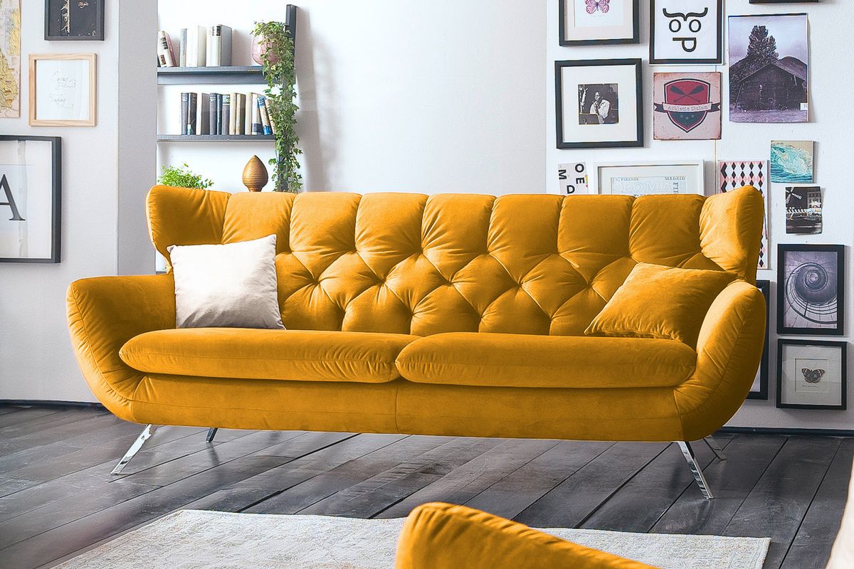 KAWOLA Sofa CHARME Velvet curry