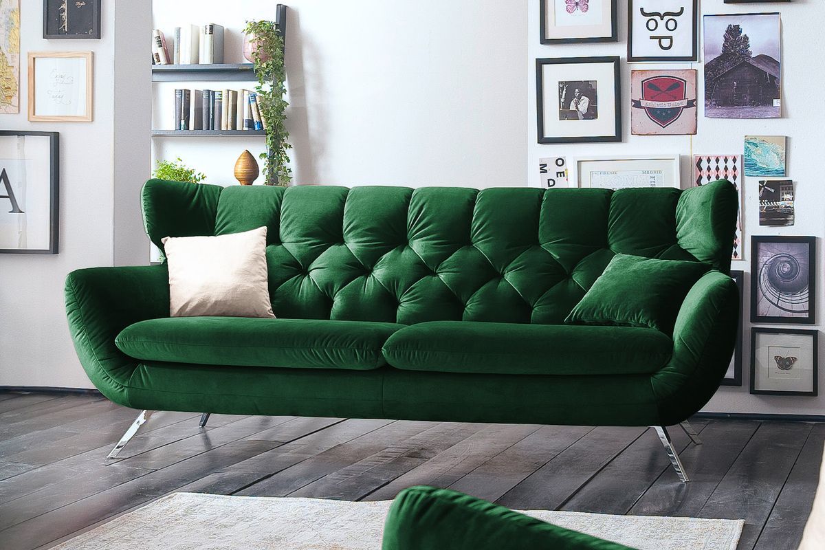 KAWOLA Sofa CHARME Velvet smaragd