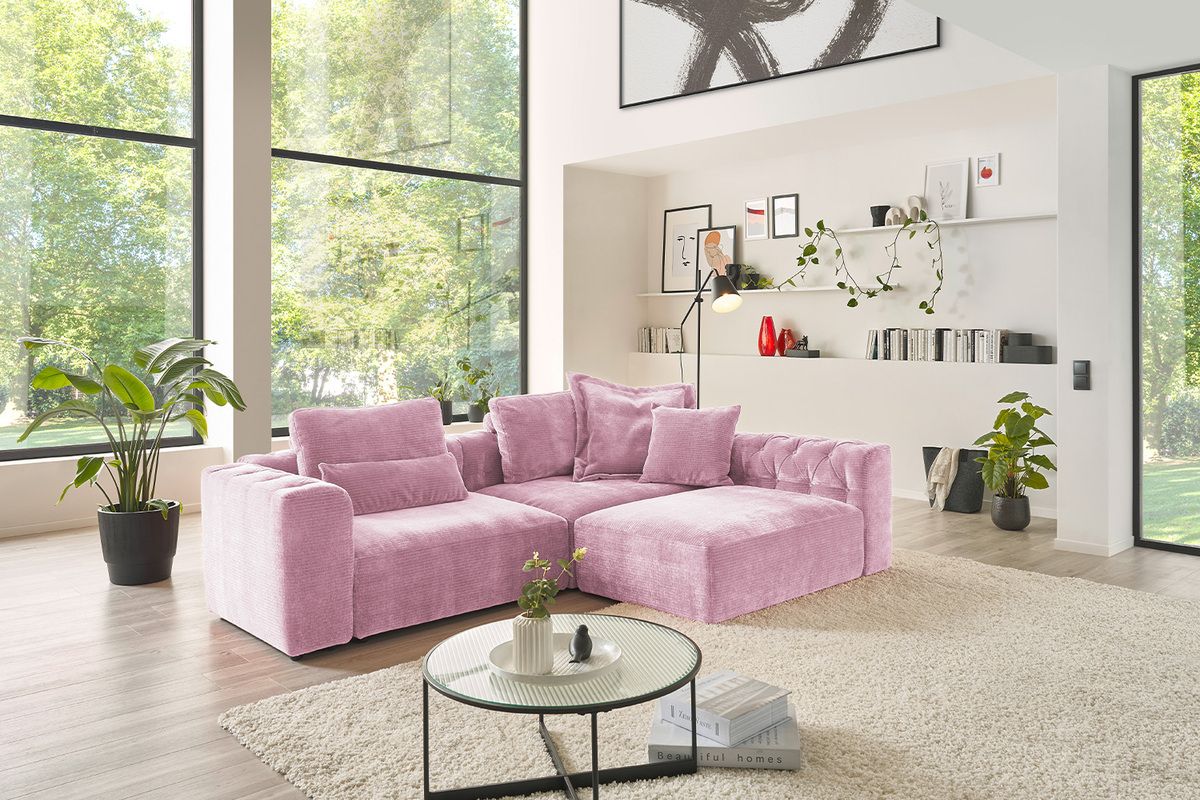 KAWOLA Sofa SEPHI Modulsofa 2 Cord Vintage rosa