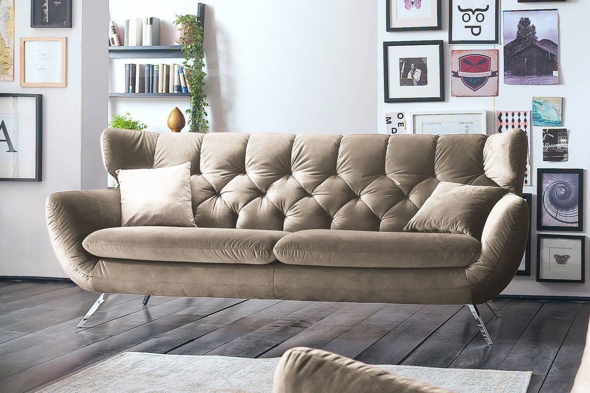 KAWOLA Sofa CHARME Velvet sand