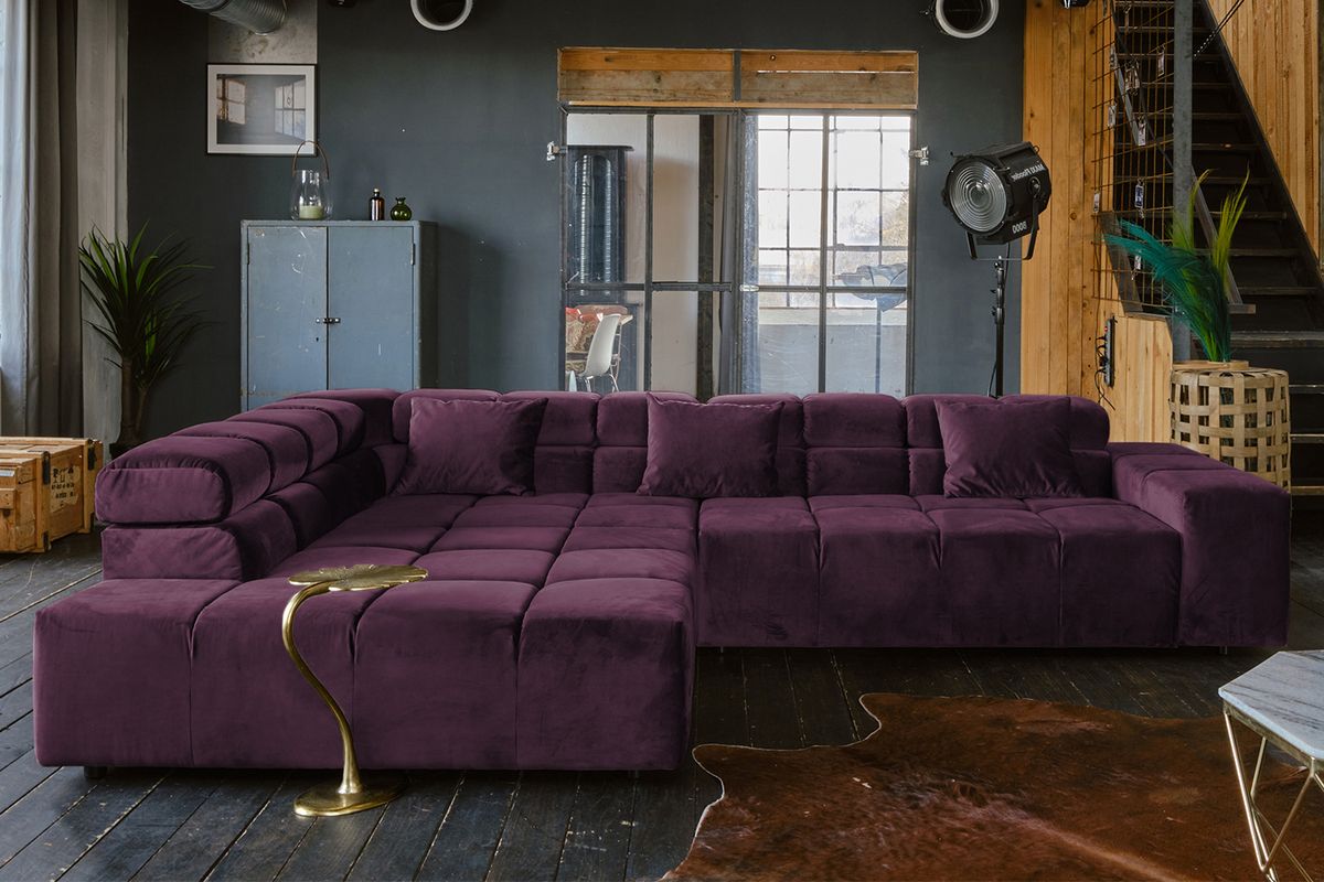 KAWOLA Sofa NEVADA Ecksofa Velvet purple