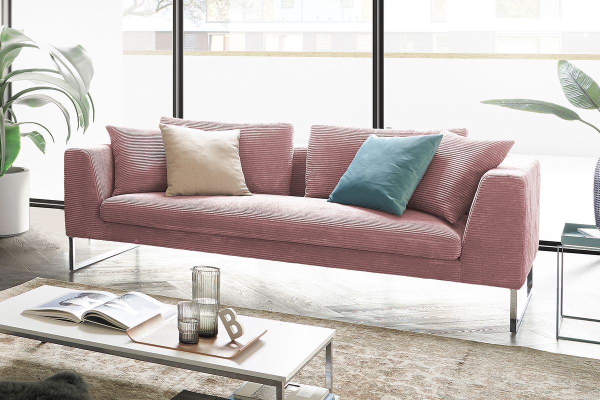 KAWOLA Sofa ARIAN Cord rosa