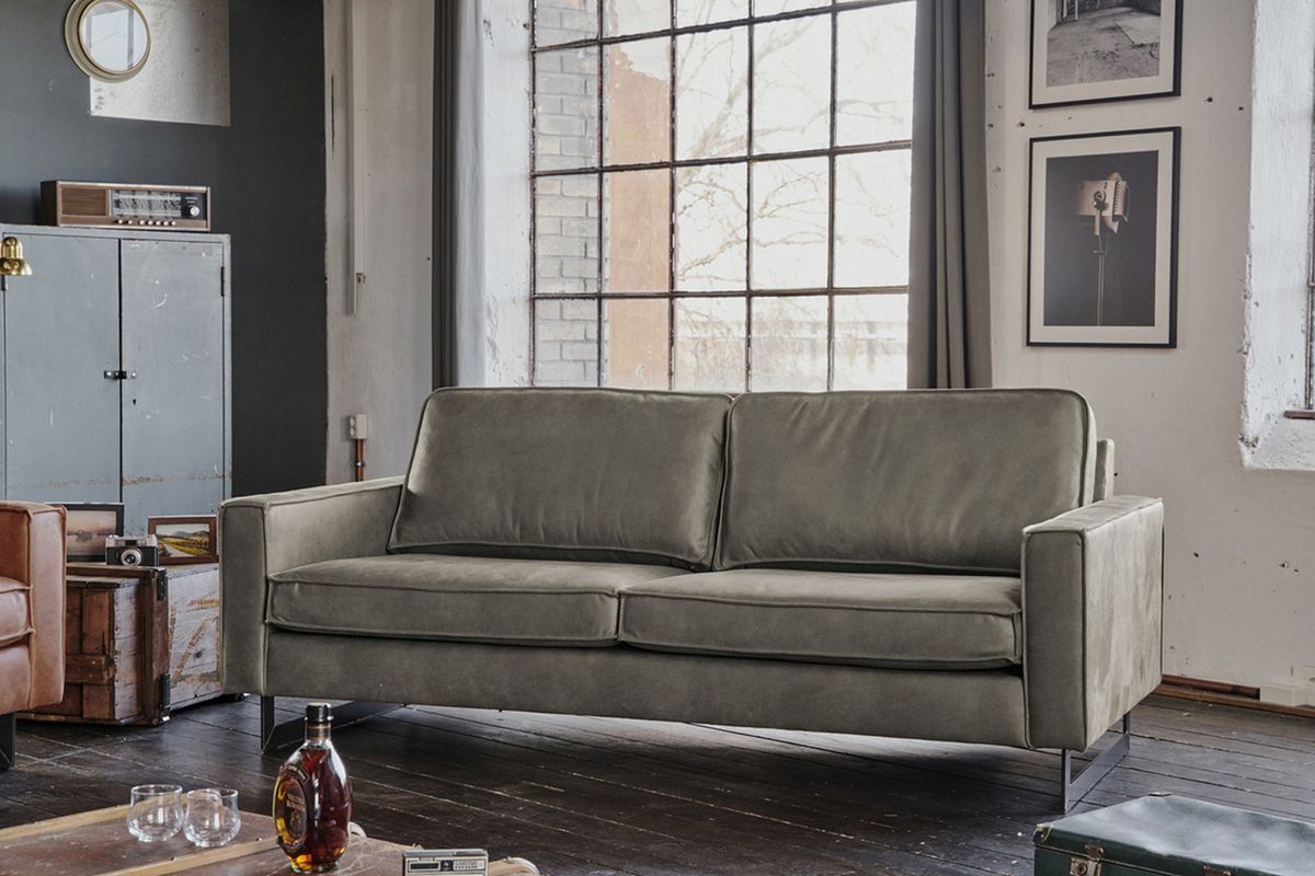 KAWOLA Sofa VILNIUS 3-Sitzer Kunstleder mit Lederanteil anthrazit