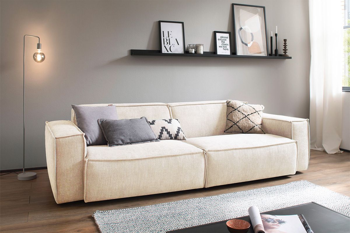 KAWOLA Sofa SAMU Stoff creme