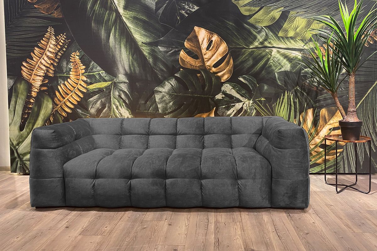 KAWOLA Sofa ROSARIO Velvet anthrazit