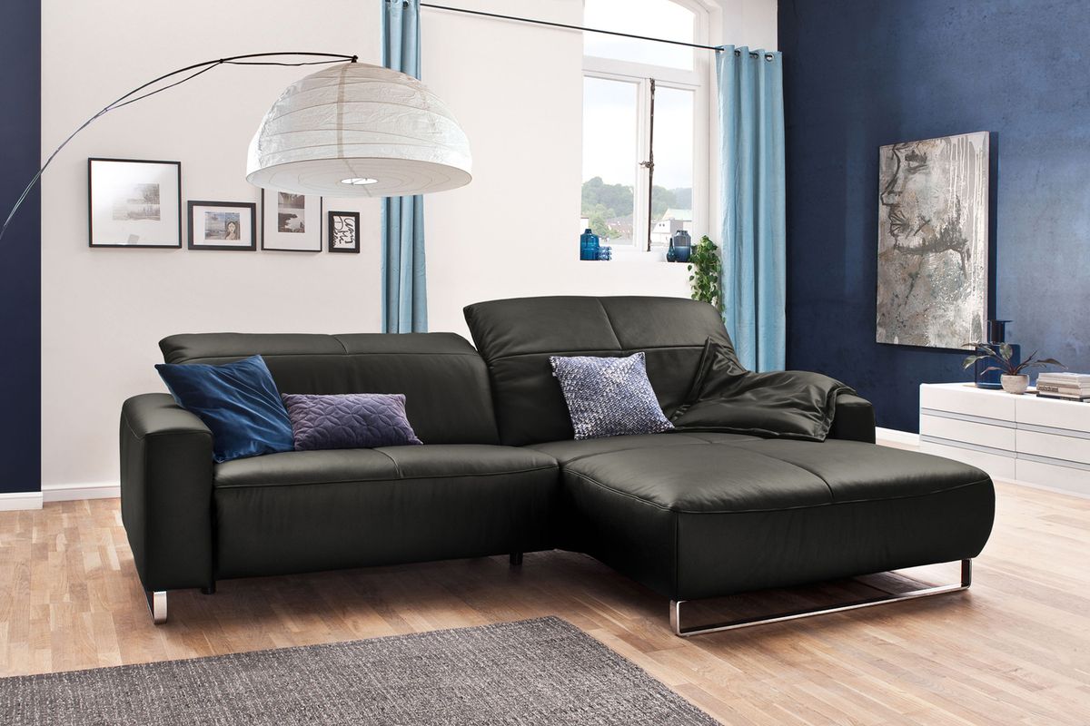 KAWOLA Sofa YORK Leder Recamiere fango