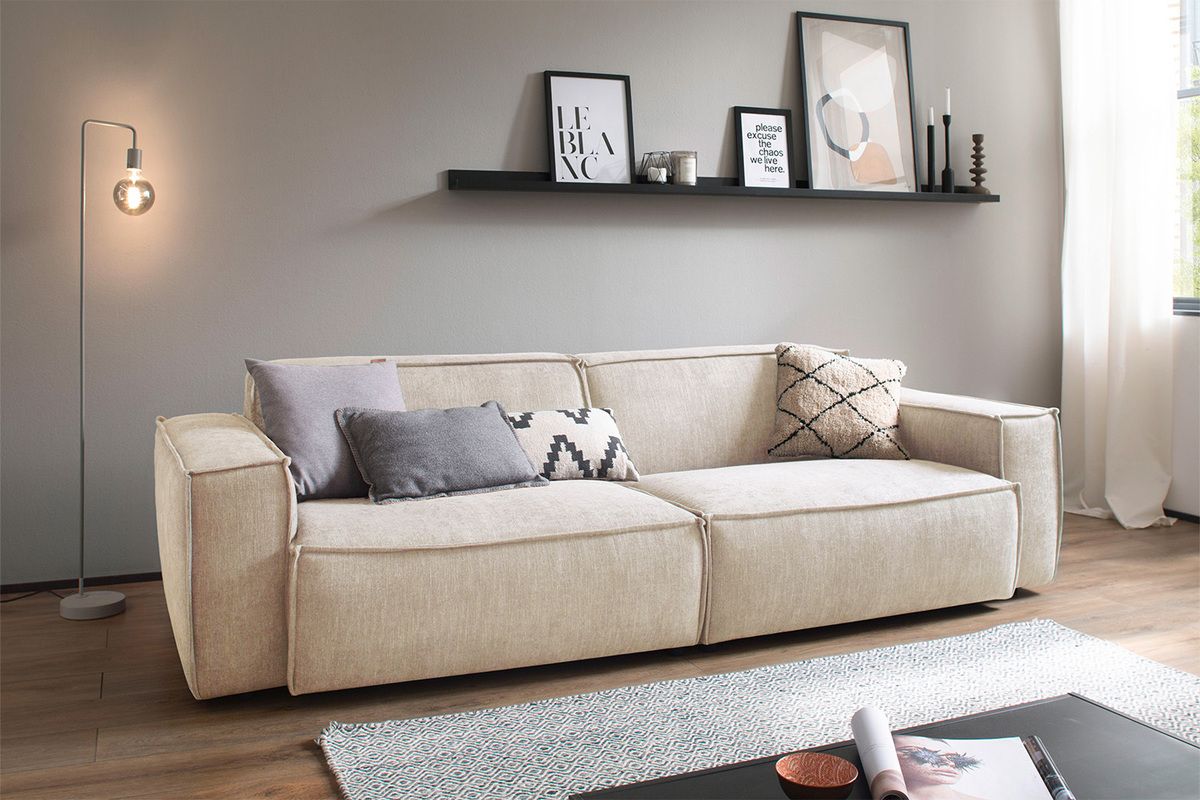 KAWOLA Sofa SAMU Stoff beige