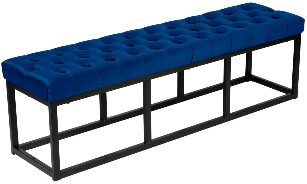 Sitzbank Polson Samt Schwarz 150 cm blau