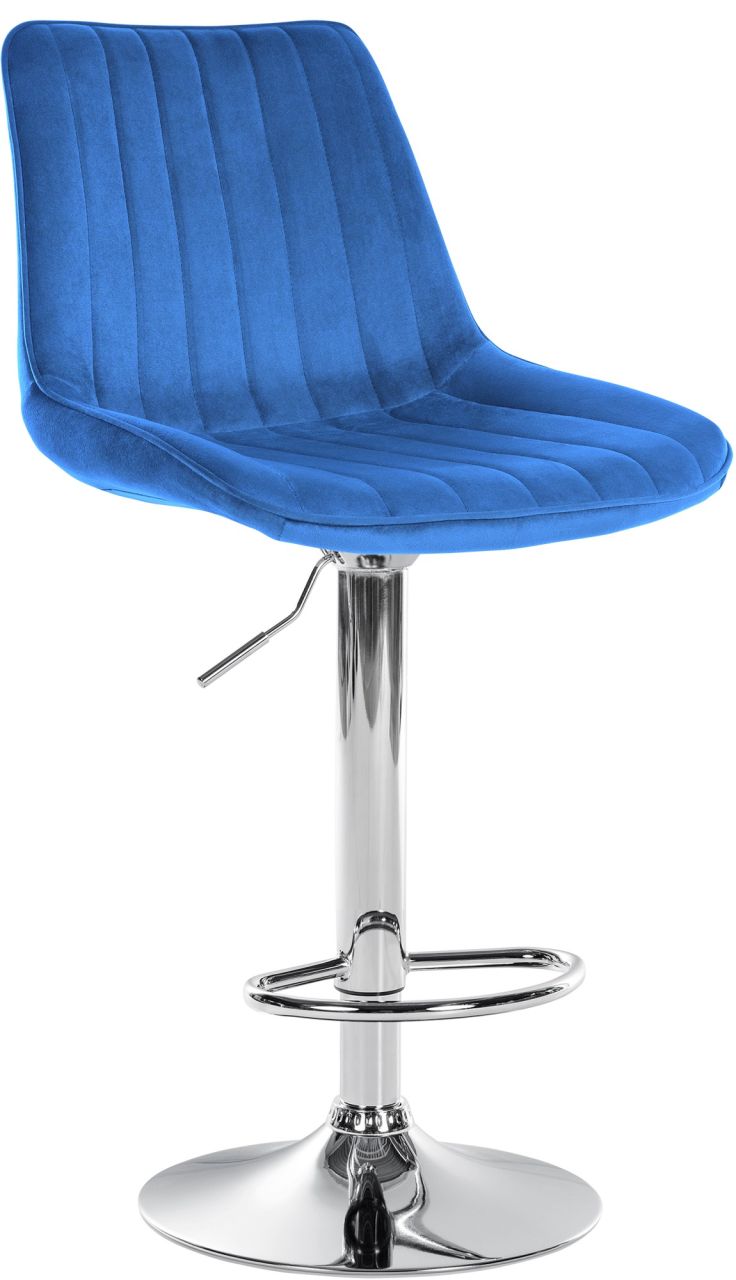 Barhocker Toni Samt chrom blau