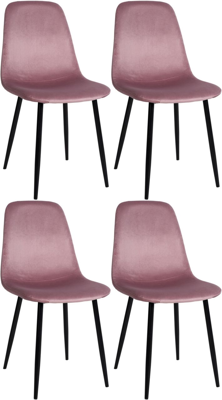 4er Set Esszimmerstühle Napier Samt pink