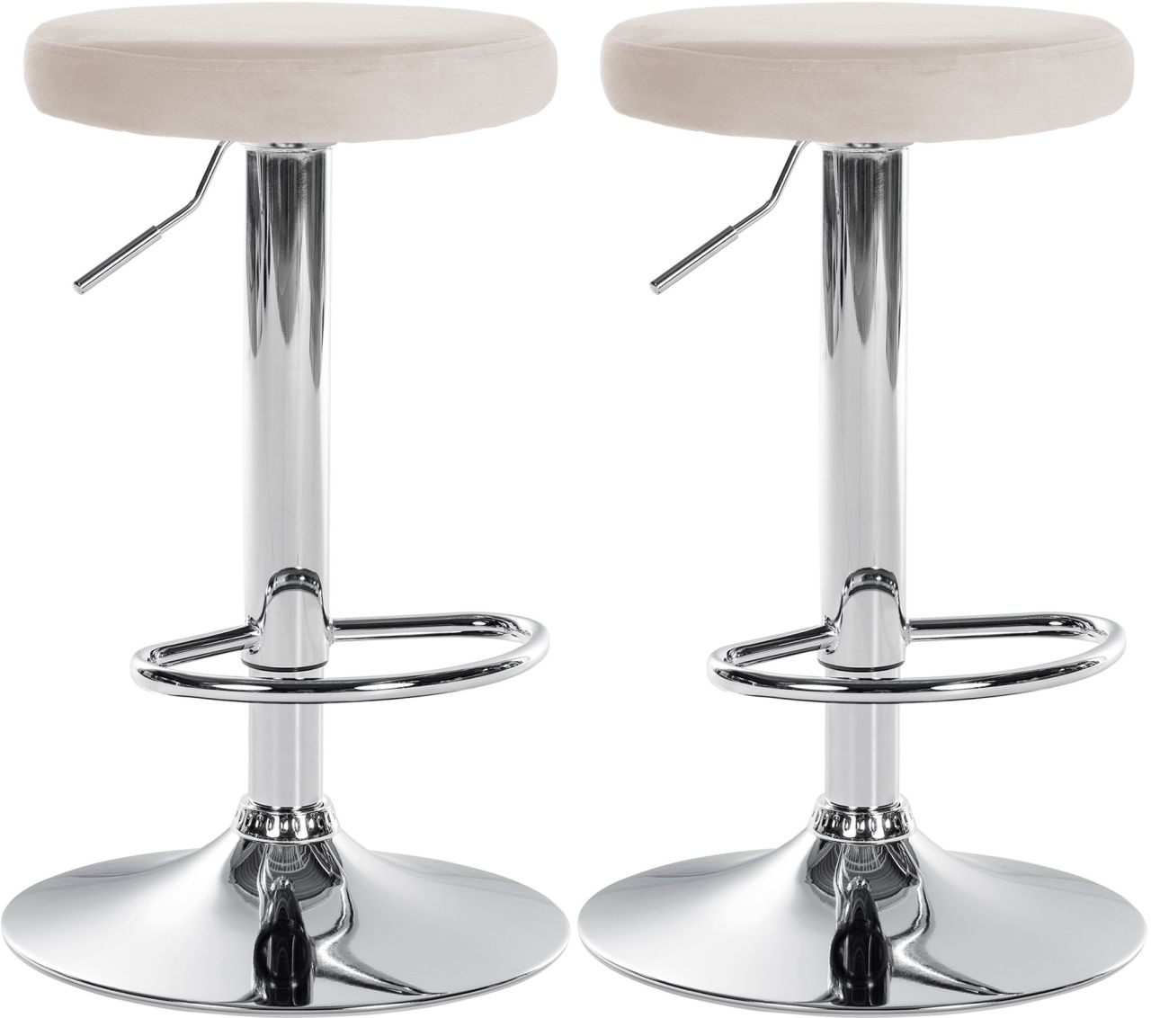 2er Set Barhocker Ponte Samt chrom creme