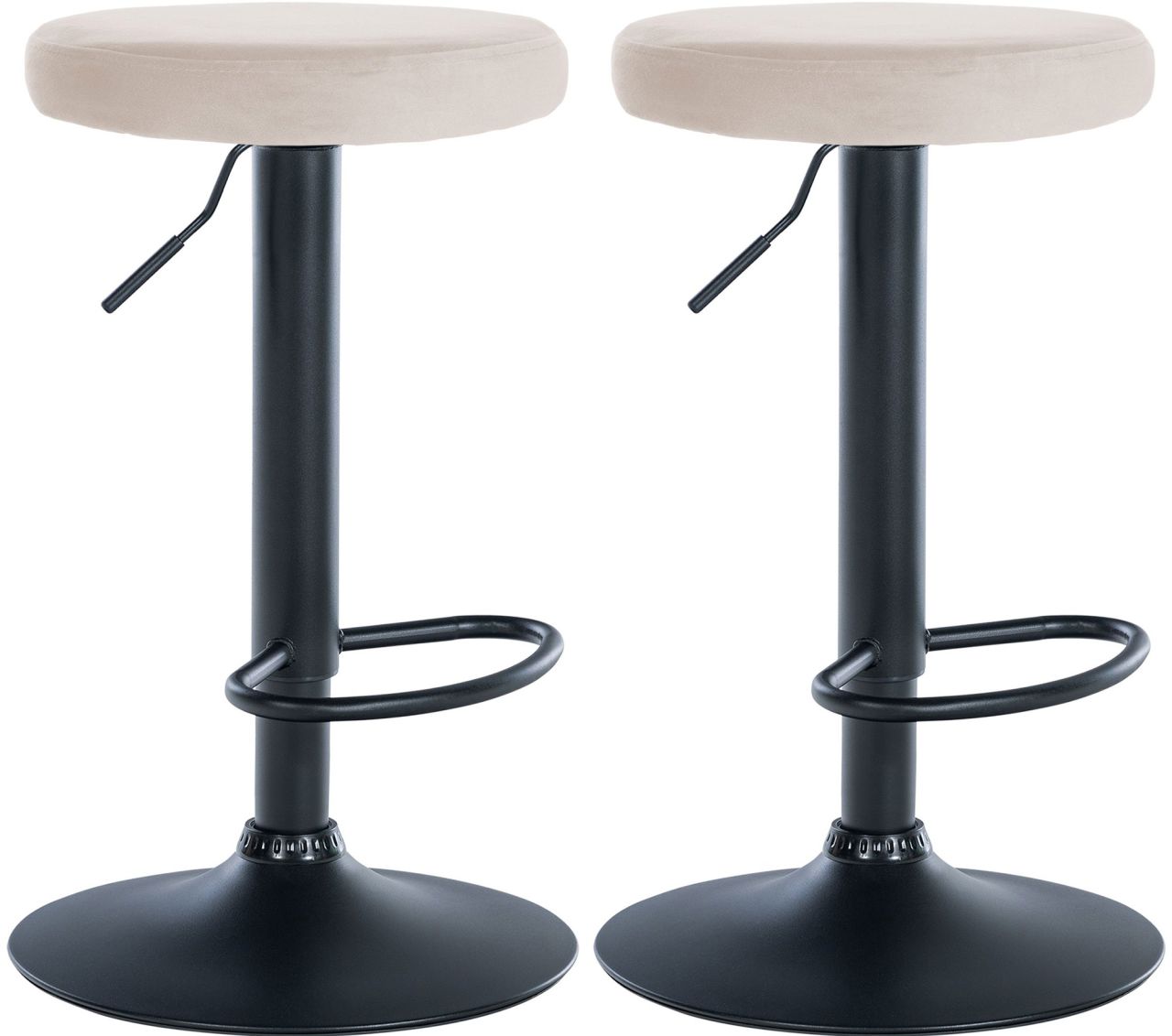 2er Set Barhocker Ponte Samt schwarz creme