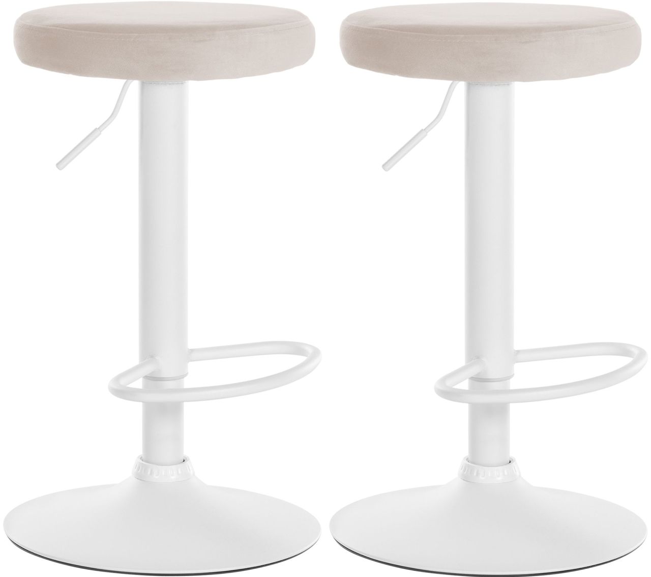 2er Set Barhocker Ponte Samt weiß creme