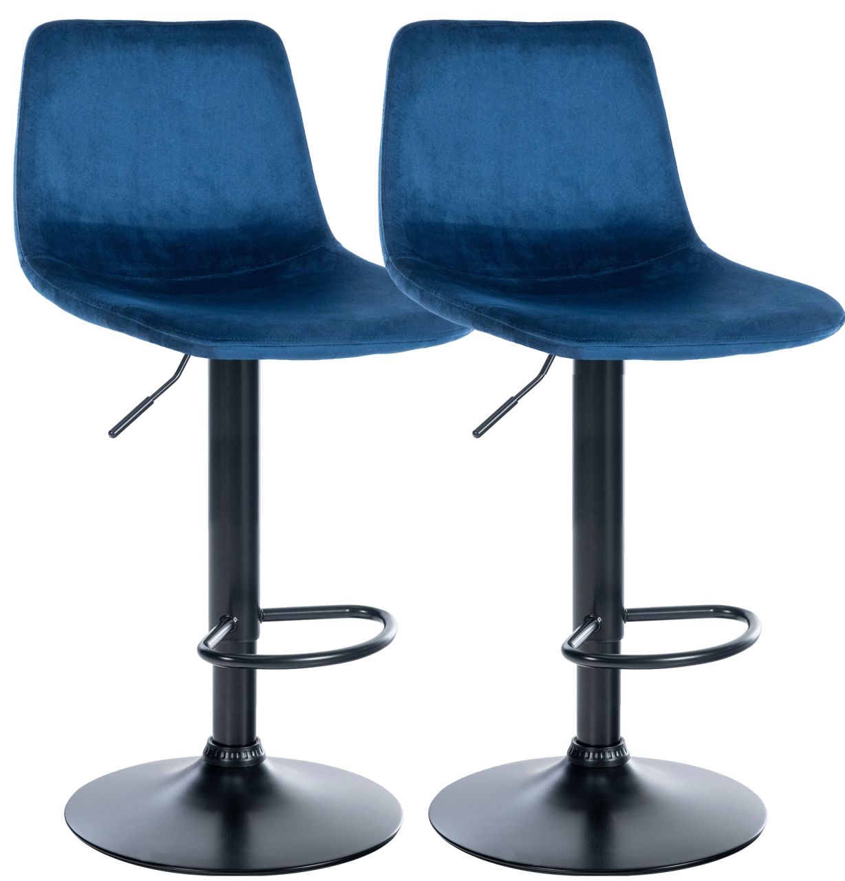 2er Set Barhocker Divo Samt Schwarz blau