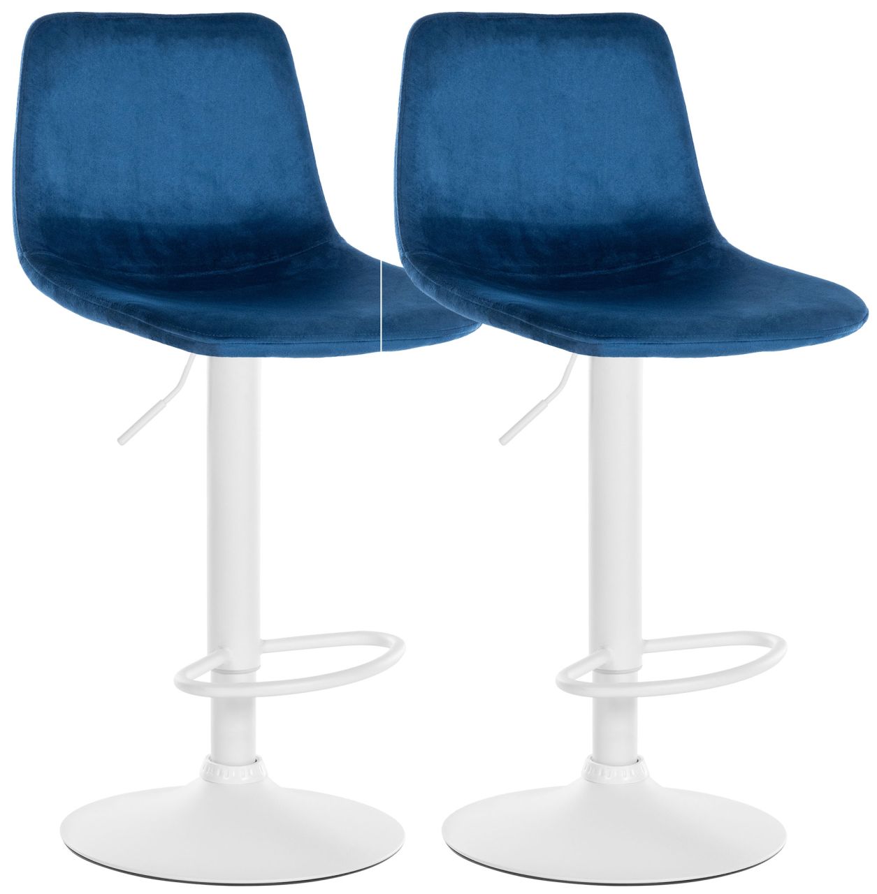 2er Set Barhocker Divo Samt Weiß blau