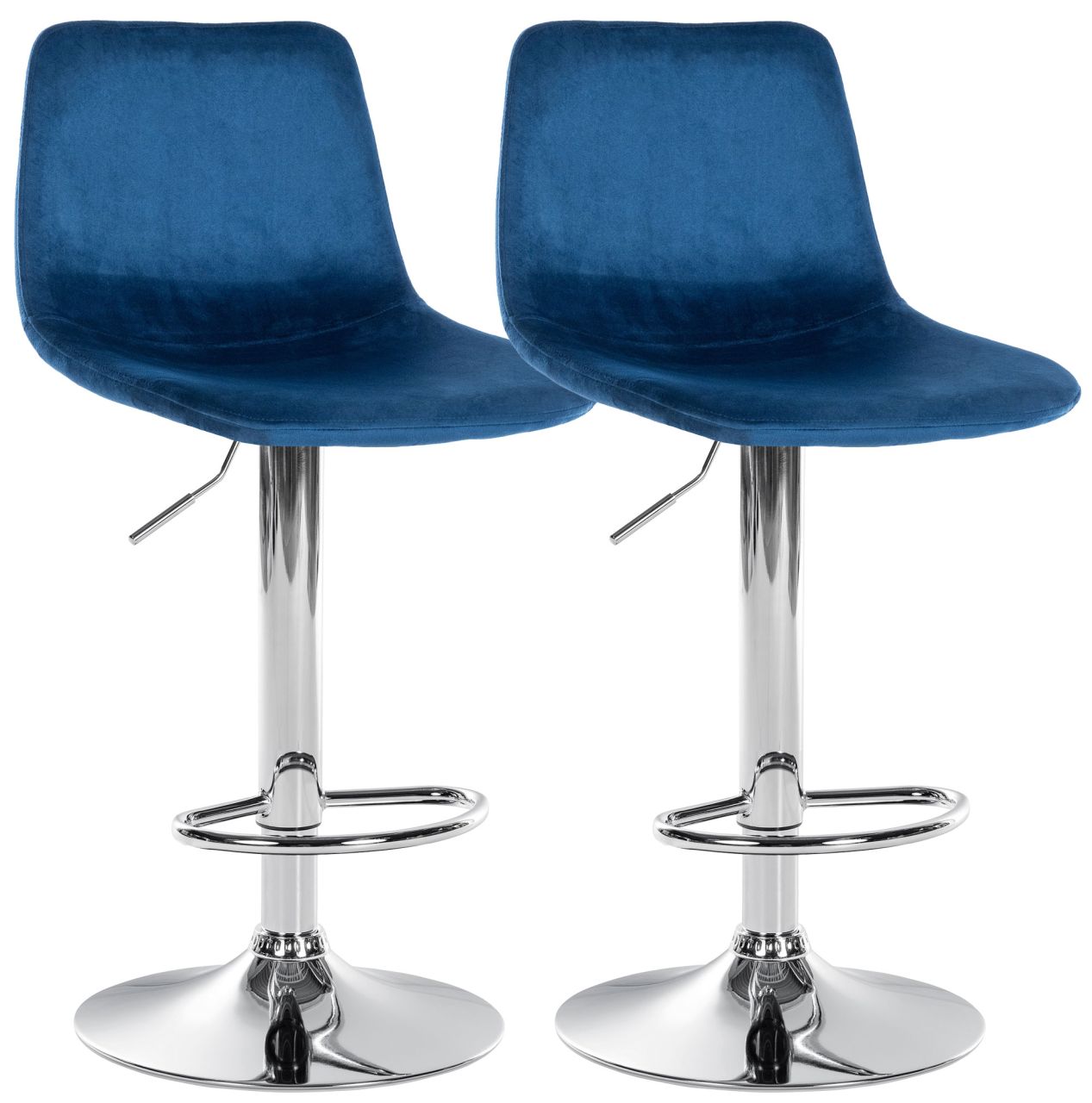 2er Set Barhocker Divo Samt Chrom blau