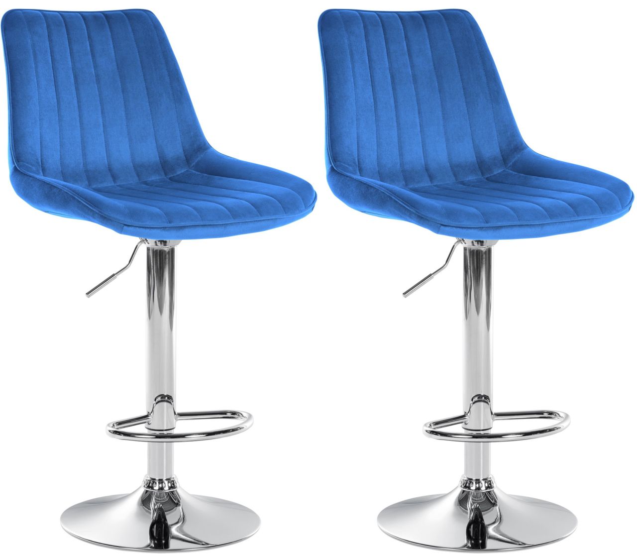 2er Set Barhocker Toni Samt chrom blau