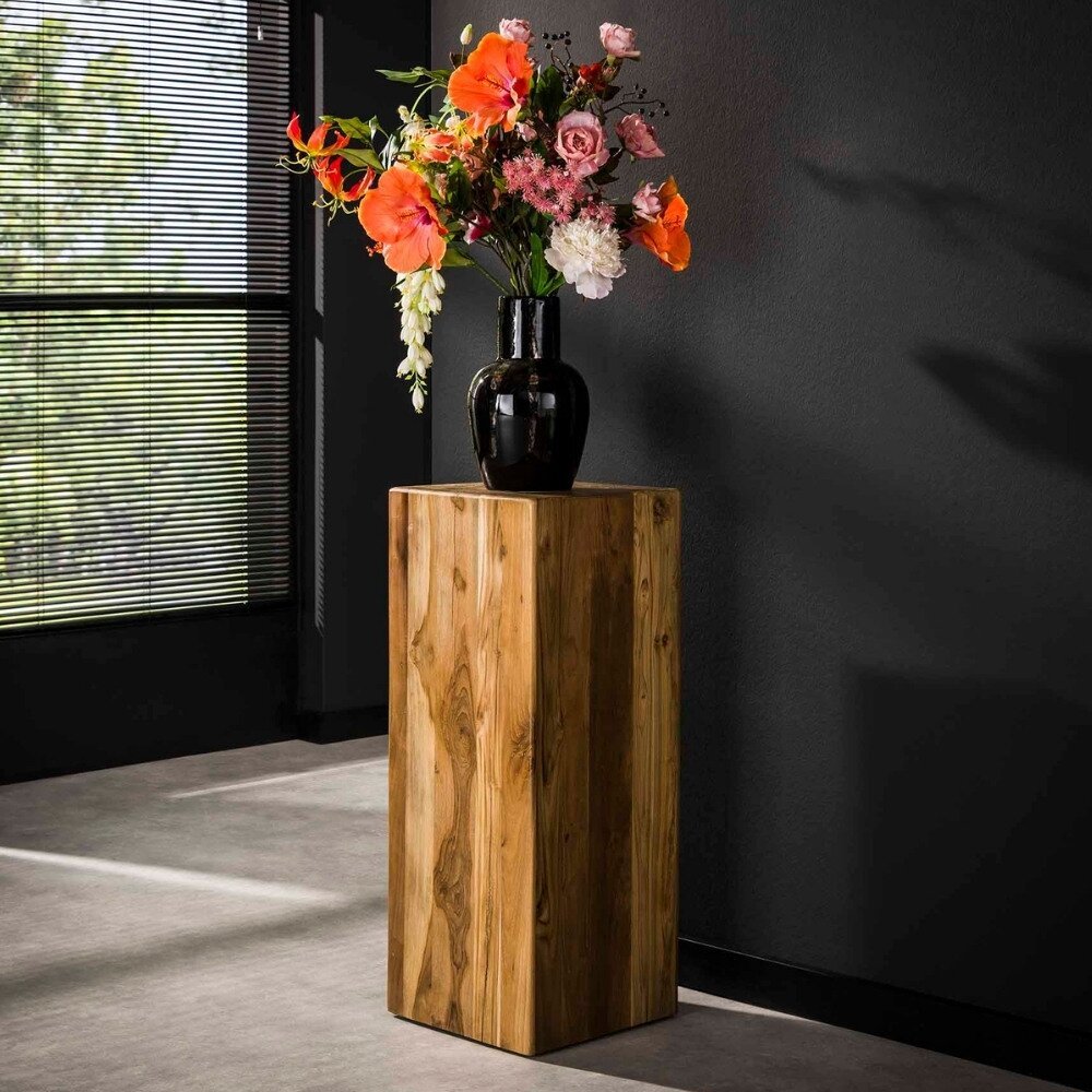 RINGO-Living Blumenständer Zola in Natur-dunkel aus Teakholz 850x350x350mm