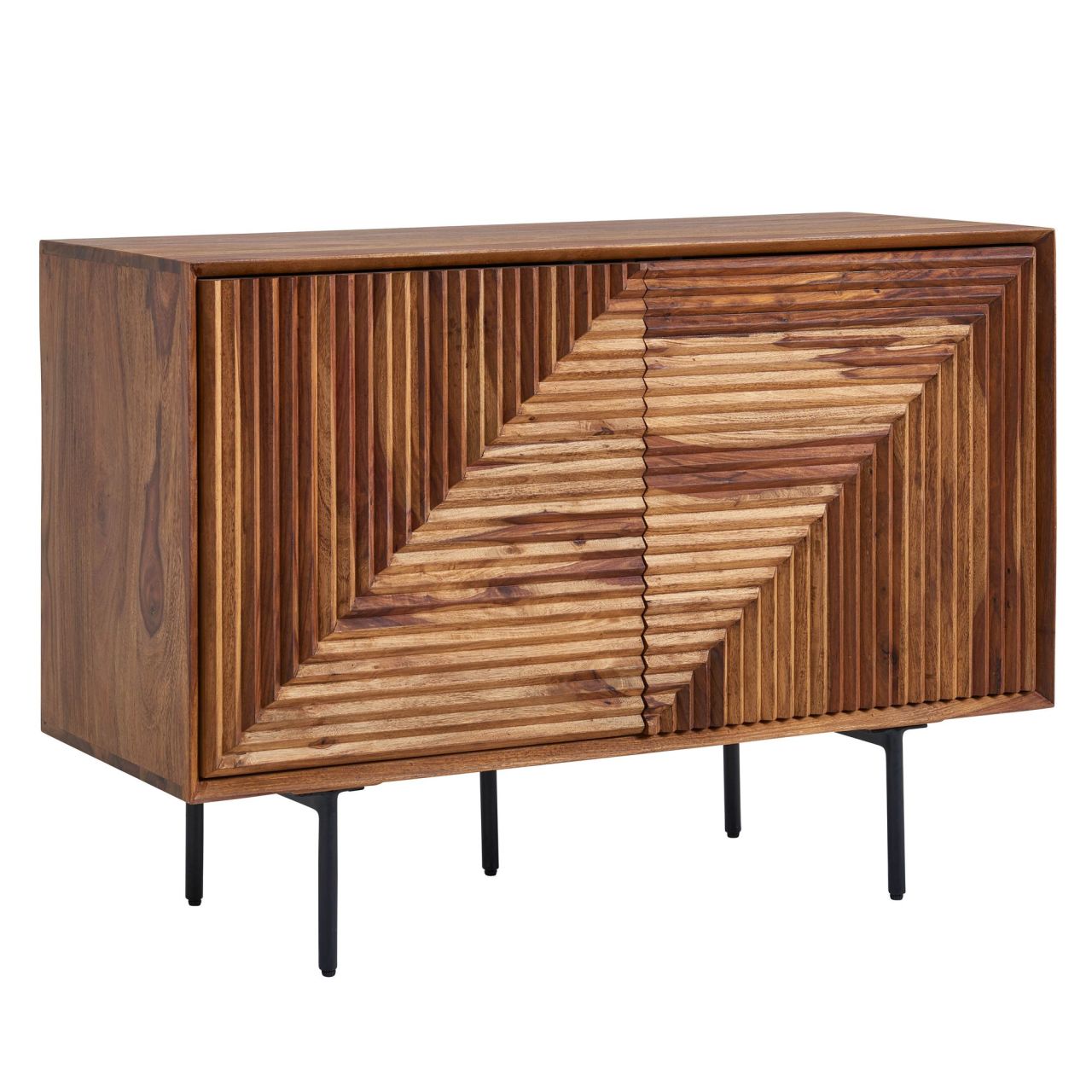 Sideboard 100x71x40 cm Sheesham Massivholz / Metall Anrichte