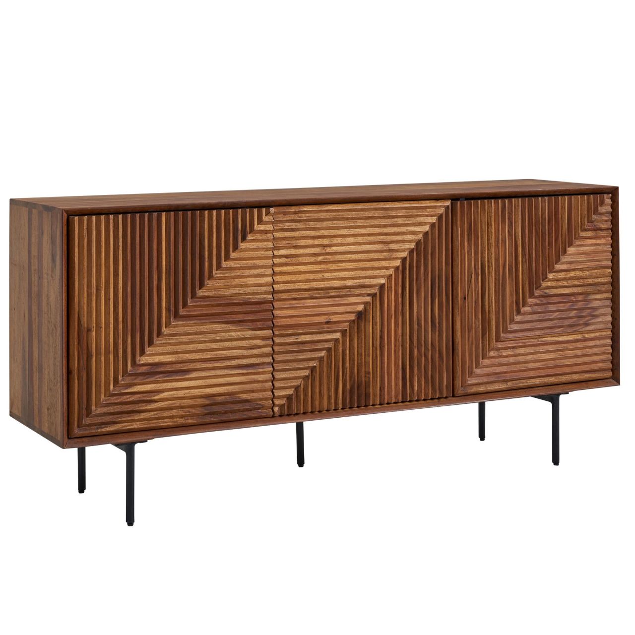 Sideboard 148x72x40 cm Sheesham Massivholz / Metall Anrichte