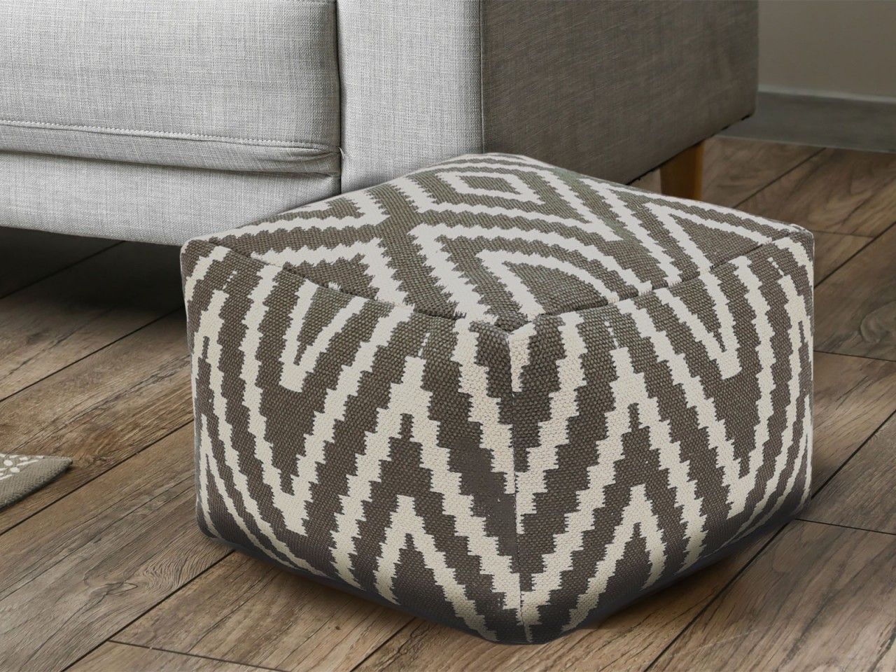 Sitzwürfel Fußhocker Sitzhocker 55x37x55 cm Pouf Kelim Bodenkissen Peru schwarz taupe gelb türkis taupe